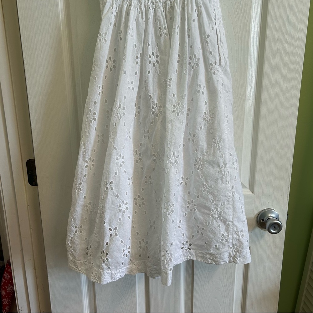 J. Crew White Eyelet Cotton Sundress Sz 2 Shirtdress Summer Bridal Preppy Lace - Picture 12 of 13
